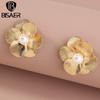 Elegant Imitation Pearls Petal Stud Earrings for Women Fashion Jewelry