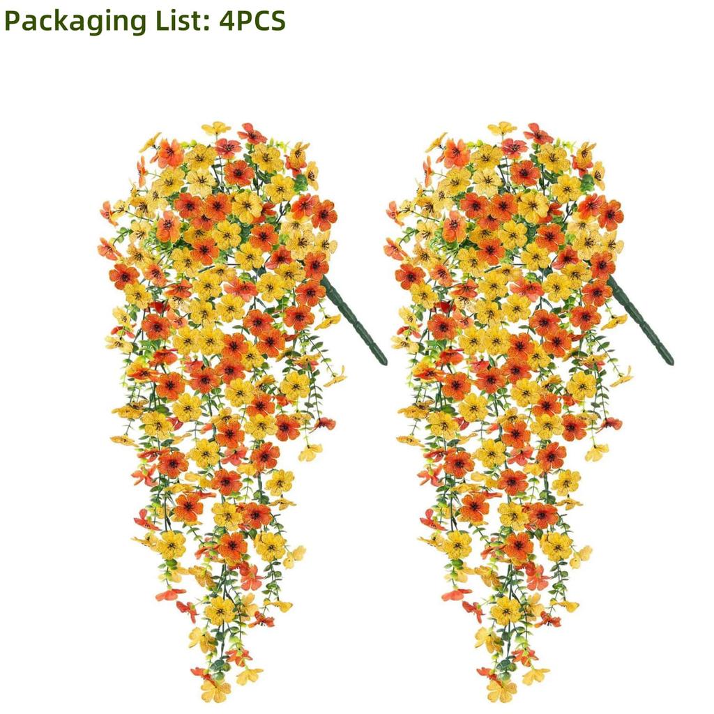 4PCS Hanging Artificial flowers -Eucalyptus Leaves Floral - Fake flowers Indoor/Outdoor Decor Garden -  Durable Plastic Florals