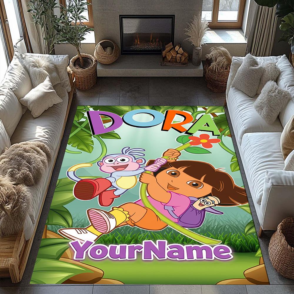 Dora Explorer Customizable Name Floor Rug Office Rug Perfect for Outdoor Dormitory Study room Playrooms Anti-slip Rug Decorate Offices