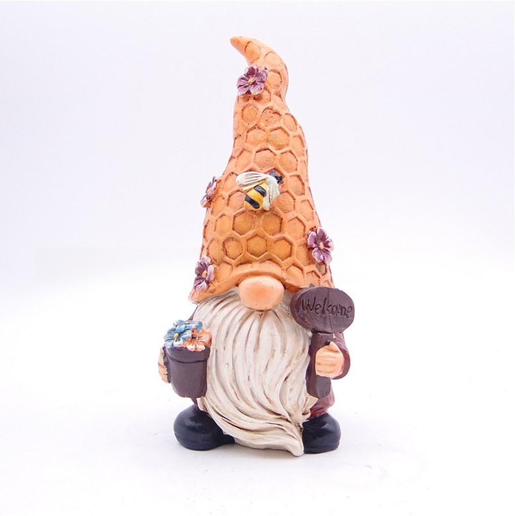 Bee Gnome Decorations Indoor Home Table Decor Cute Bee Gnome Figurines Gifts 7.5'' Resin Bee Gnome Figurine Holding Honey Jar Outdoor Decoration