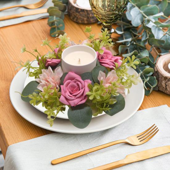 Менора Гирлянда Кольца Свечи Шелковый Цветочный Венок Гирлянда для Свадебной Столб Реалистичный