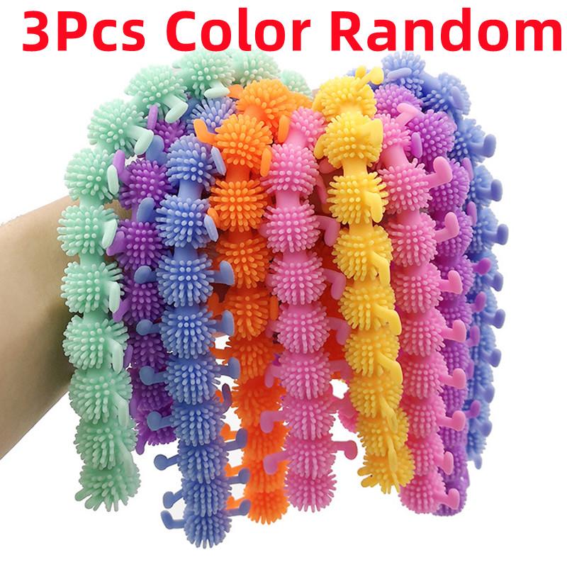 3-6 шт. TPR Гусеница Лара Браслет Снятие стресса Вентиляция Эластичная Лапша Ламиан Полоска Мягкий Инструмент Снятие стресса Игрушка для разминания