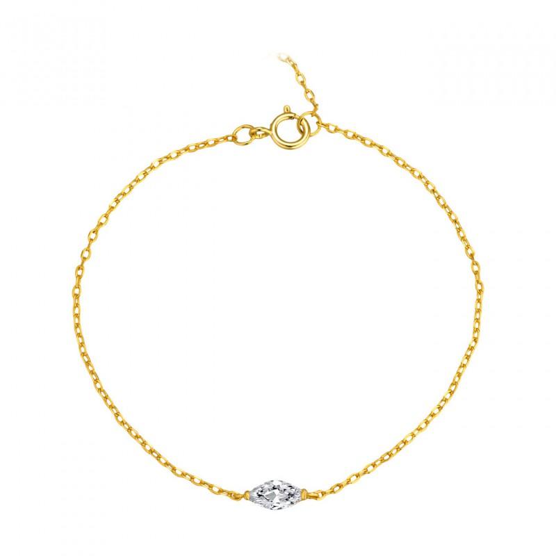 Sterling Marquise Zircon Minimalist Bracelet Women Vintage Chic Stackable Dainty Jewelry