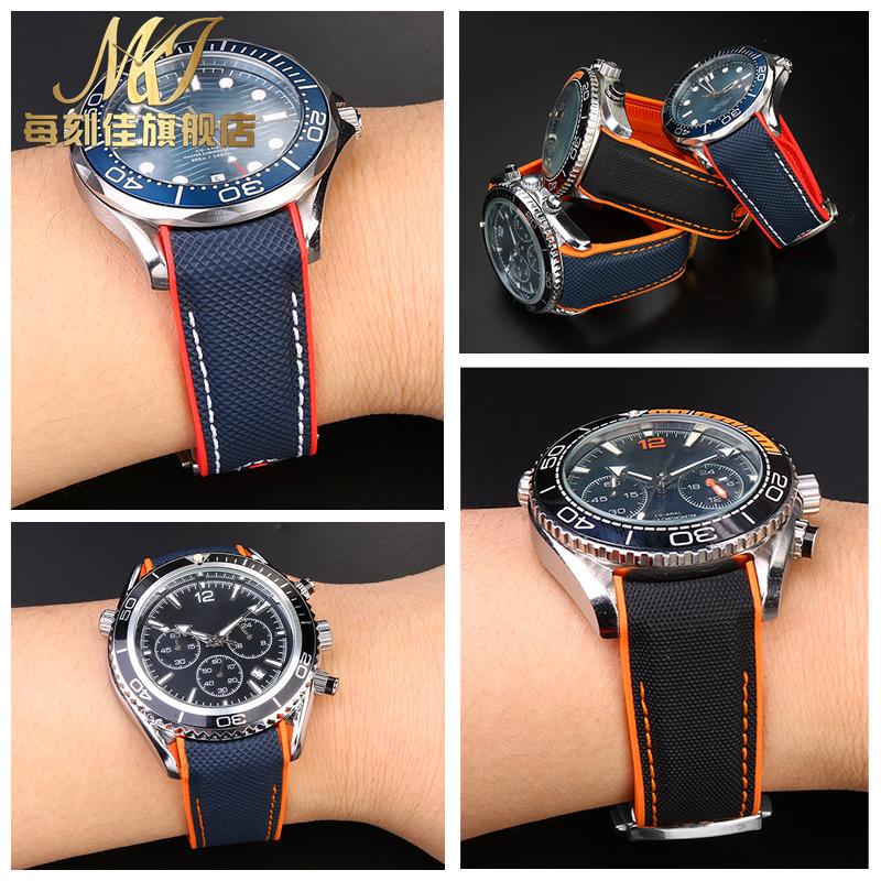 Для Omega Seamaster 300 Observatory Ocean Universe 600 Нейлон Резина Силикон Мужской Ремешок для часов 20мм 21мм 22мм Ремешок Браслет для часов