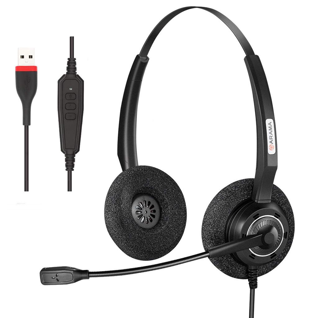 Гарнитура Arama USB-наушники для ПК с микрофоном, отключаемым шумоподавлением, подходят для работы в Интернете из колл-центров, очень удобный проводной ПК