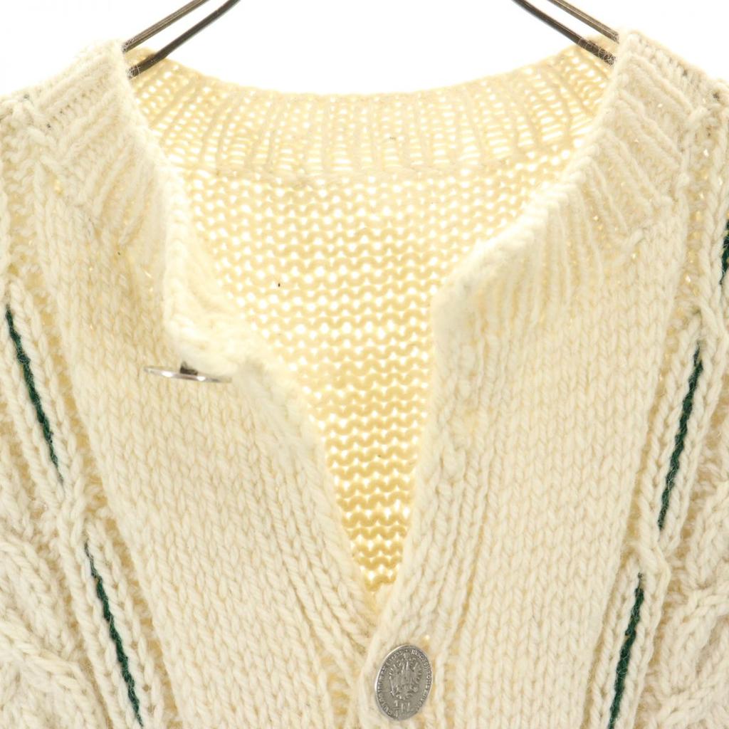 ВИНТАЖНЫЙ кардиган крупной вязки с длинным рукавом 80-х 90-х годов цвета слоновой кости для мужчин, б/у
