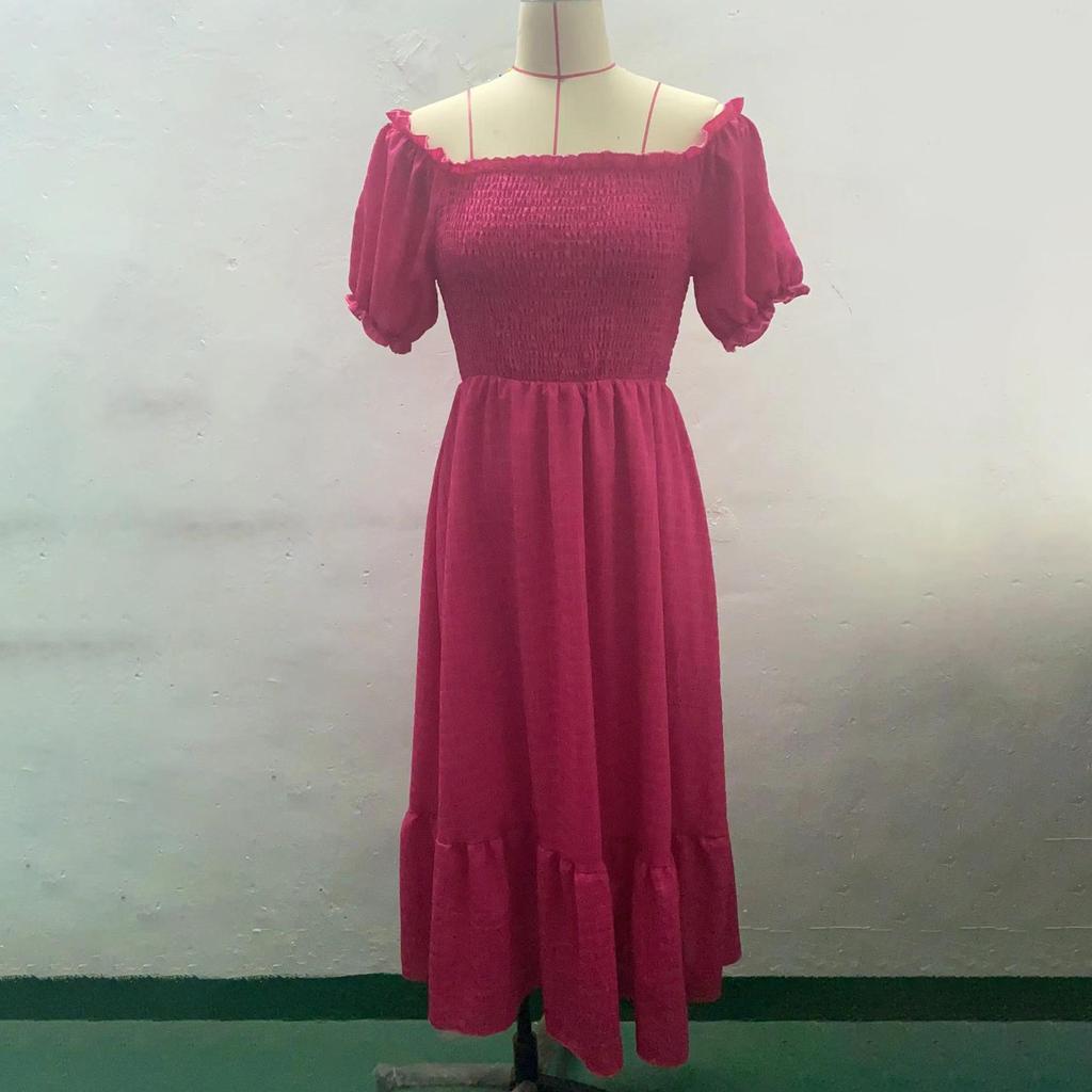 Женское повседневное платье трапециевидной формы длиной до щиколотки с высокой талией на весну и лето, с коротким рукавом и цветочным принтом, с разрезом на шее