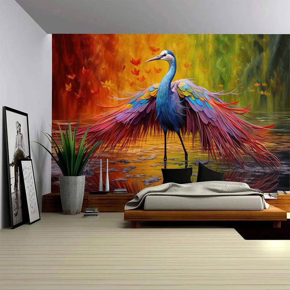 Colorful Bird Print Tapestries Dreamy Style Home Decor Fabric Murals for Living Room And Bedroom Wall Art Decor