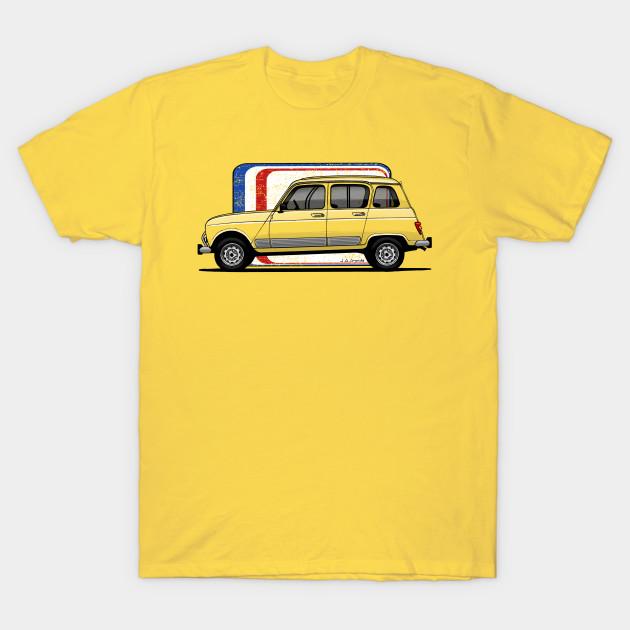 Asian Size Men Black Print T-shirt The Practical And Cool French Car No-Cut Heat Transfer Print Cotton Tshirt