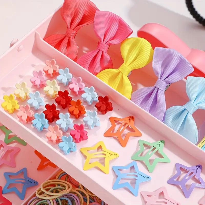 17KM 860 шт. различных наборов аксессуаров для волос, цветные эластичные повязки на голову, банты, цветы, звезды, многофункциональные милые заколки для волос, коробки не включены