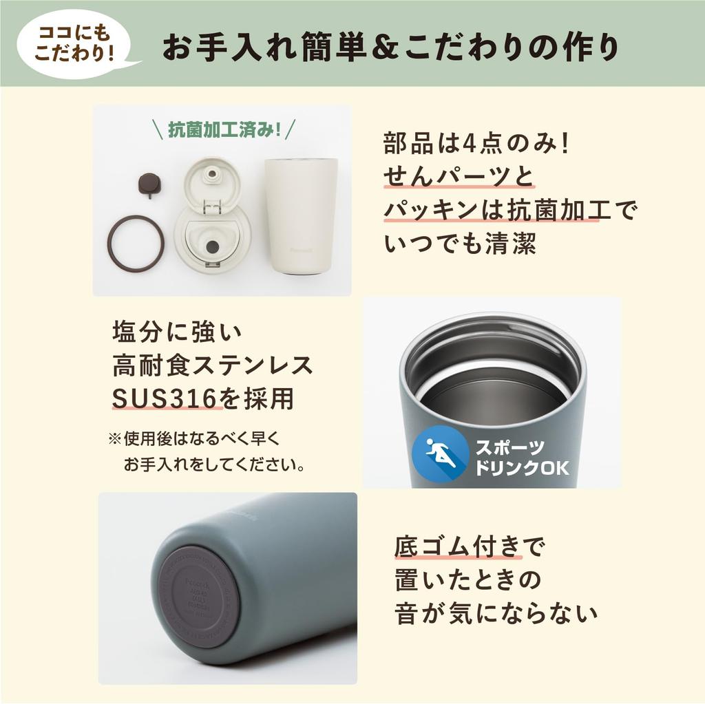 Бутылка для воды Peacock 400 мл с вакуумной изоляцией, термоизоляционный стакан One Touch с широким горлом, антибактериальная кружка, бутылка-термос, белая с The-peacock 0,4 л