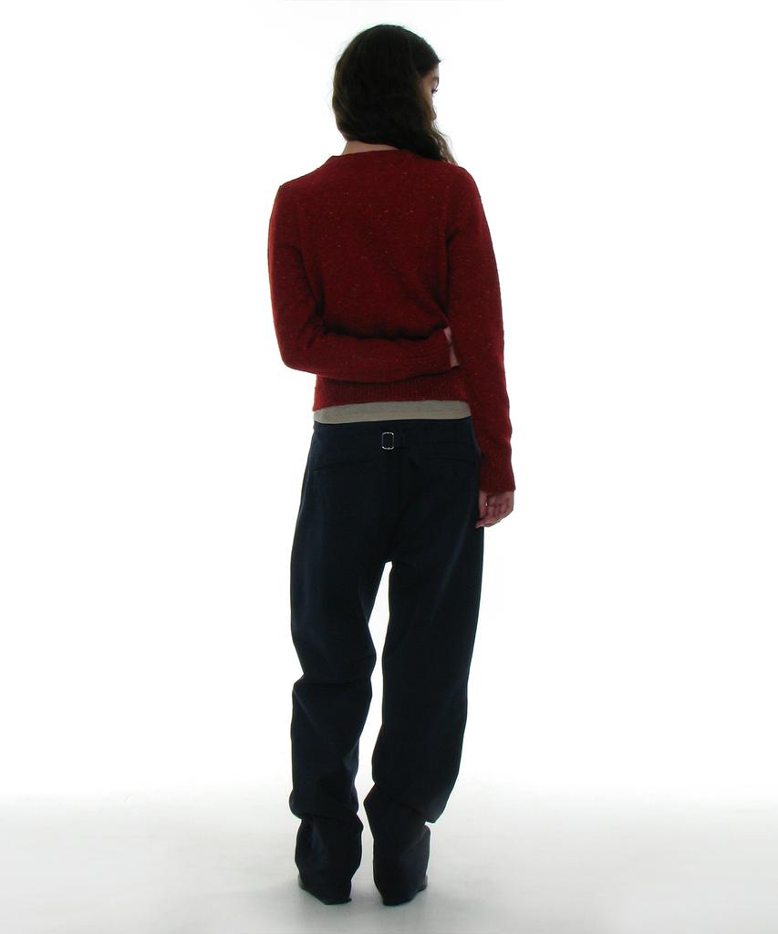 PARTIMENTO WOMEN Gradient Wide Rib Knit Crew Neck_Red
