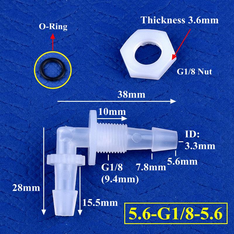 5~200pcs M6~G1/2 To 2.4-11.1mm PP Pagoda Elbow Connector+Nut O-Ring Irrigation Aquarium Tank Adapter Irrigation Water Hose Joint