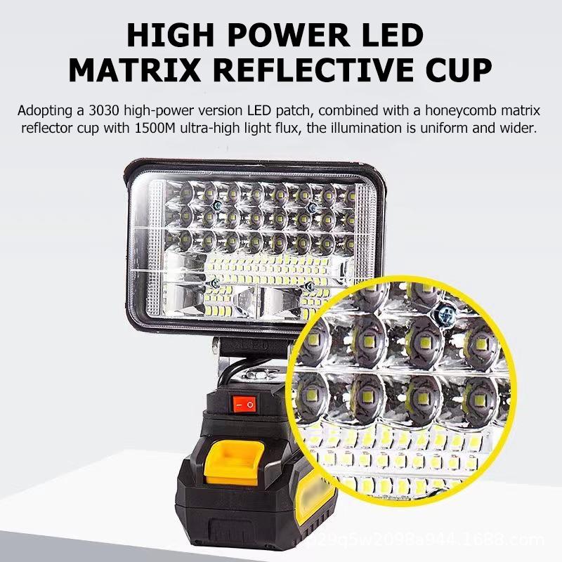 LED Light Portable Cordless Spotlights 18V Battery Outdoors Spotlight Work Fishing Handheld 4In No Flashlight Home Bedroom