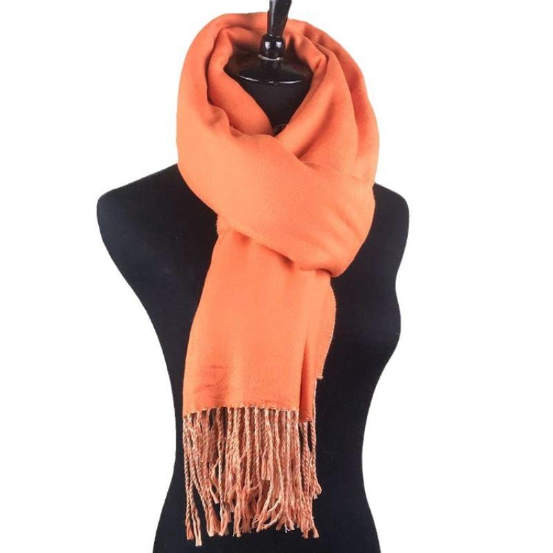 Double-sided Solid Color Imitation Cashmere Winter New Scarf Women's Tassel Thickened Two-color Versatile Warm Shawl Fashion Scarf