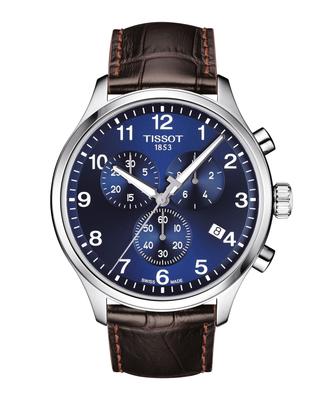 Мужские часы TISSOT Chrono XL Classic с кожаным ремешком, T1166171604700, Синий циферблат
