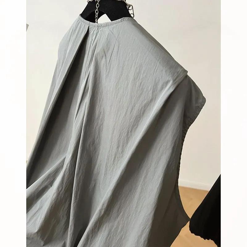 Женская летняя однотонная свободная повседневная куртка без рукавов с плиссированным тонким жилетом