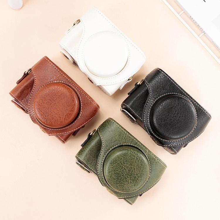 Full Body PU Leather Camera Case Bag With Shoulder Strap For Sony ZV-1F / ZV1M2 Vlog Camera