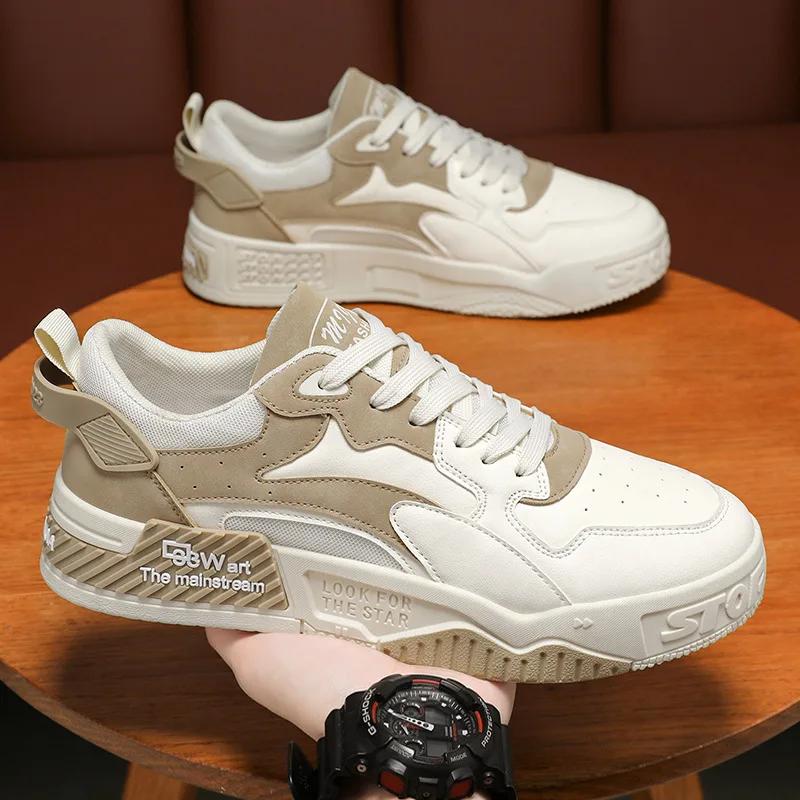 Новые осенние мужские кроссовки, мужская удобная обувь на платформе, тренд 2024 года, вулканизированная обувь на шнуровке, белые повседневные кроссовки Zapatillas