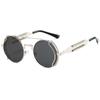 Non-polarized Steampunk Sunglasses Men Round Red Lens Punk Sun Glasses Black Metal Gothic Style New Products Women Shades