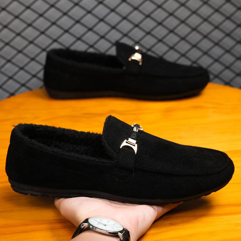 Осенне-зимние бархатные теплые хлопковые туфли мужские туфли Doudou корейская версия модная универсальная повседневная обувь мужские легкие туфли для вождения