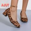 Fashion Female Shoes On Sale 2024 Autumn Casual Fashion Women's Leopard Print Shoes Comfortable Square Heel Pumps Zapatos De Mujer