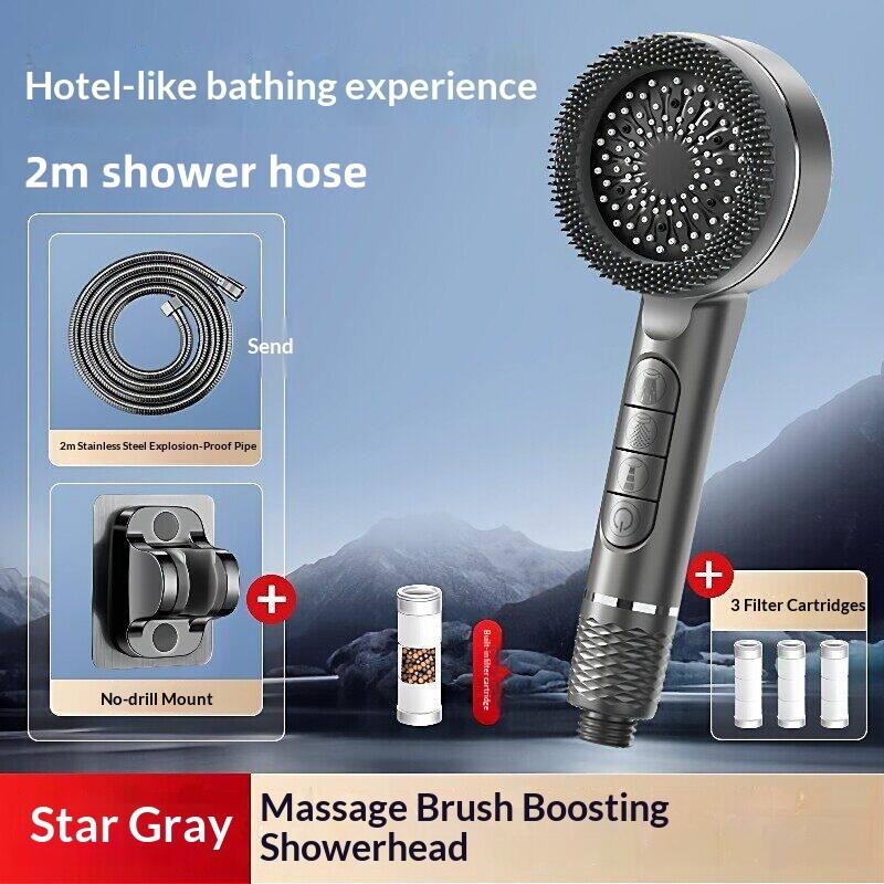 4 button modes, pressurized handheld shower head, bathroom, pressurized shower accessories, bathing tools