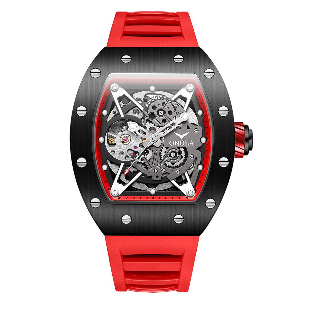 Новые полностью автоматические механические часы для мужчин с силиконовым ремешком, спортивные водонепроницаемые часы для мужчин