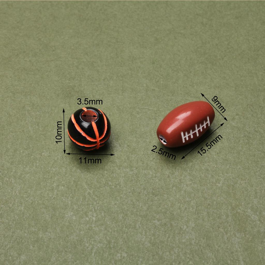 10 шт. 15,5 мм бусины для регби 11 мм баскетбольный футбольный мяч акриловые россыпью бусины с отверстием для изготовления ювелирных изделий принадлежности круглые подвески аксессуары