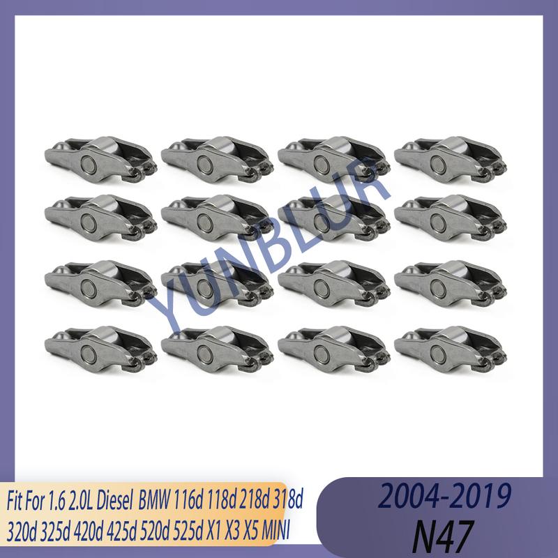 16x Rocker Arm / 16x Valve Lifter Kit Fit 1.6 2.0 L Diesel N47 04-19 For BMW 116d 118d 218d 318d 320d 420d 520d X1 X3 X5 MINI