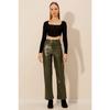 Women's High Waist Leather Trousers