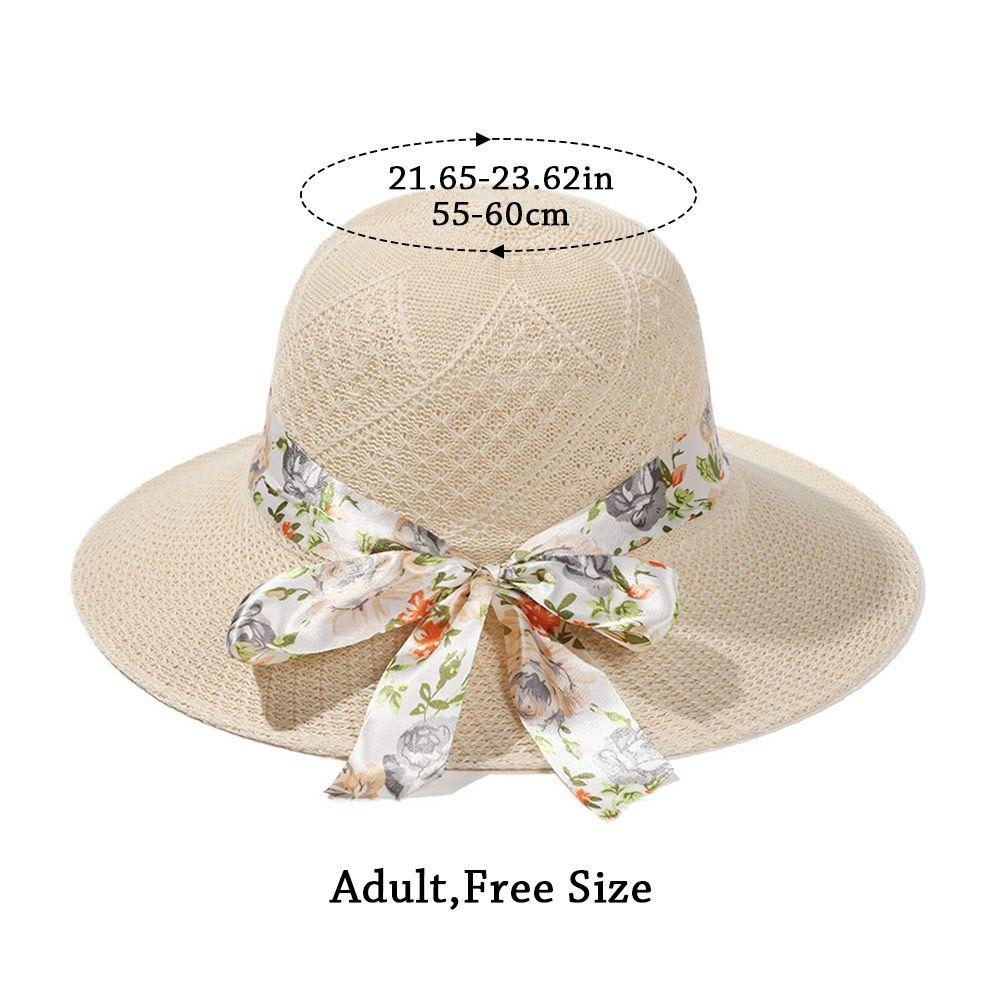 Casual Travel Wide Brim Sun Visor Cap Straw Hat UV Protection Beach Hat