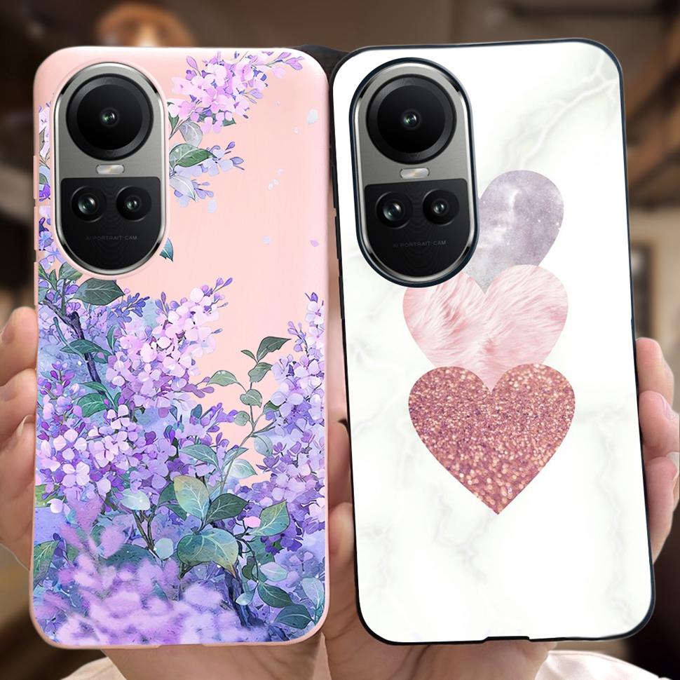 For Oppo Reno10 Case Luxury Colourful Painted Cover Soft Silicone Phone Case For Oppo Reno 10 Reno10 Pro 5G Back Cover Bumper