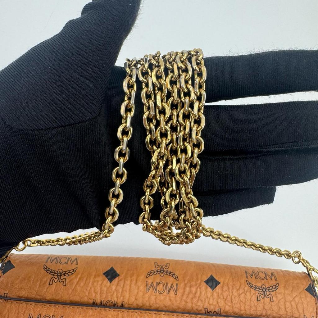 [Pre-Owned] Millie Visetos Monogram Chain Studded Leather Crossbody Bag - Very Good #FXU8OH