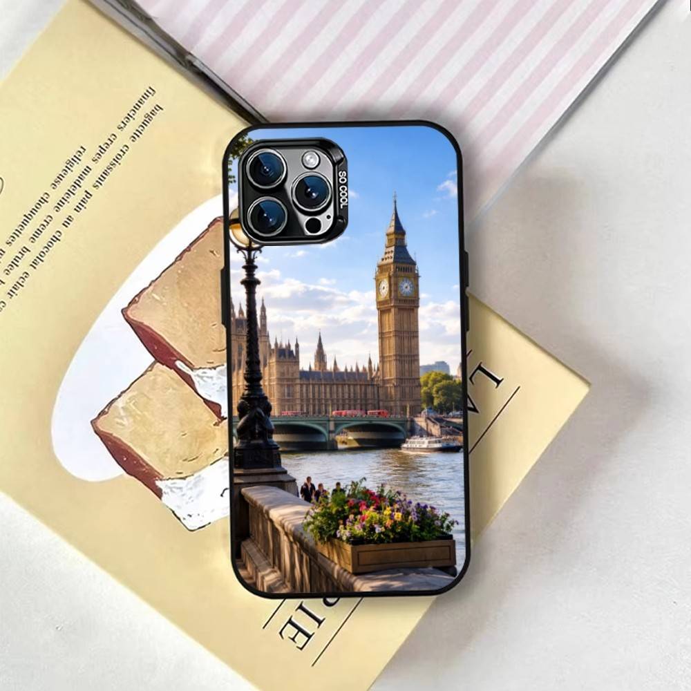 Лондонский Автобус Англия Биг Бен Чехол для Телефона Для iPhone 17,16,15,14,13,12,11 Plus,Pro Max,XS,Красочный Серебристый Чехол для Телефона Funda Cover