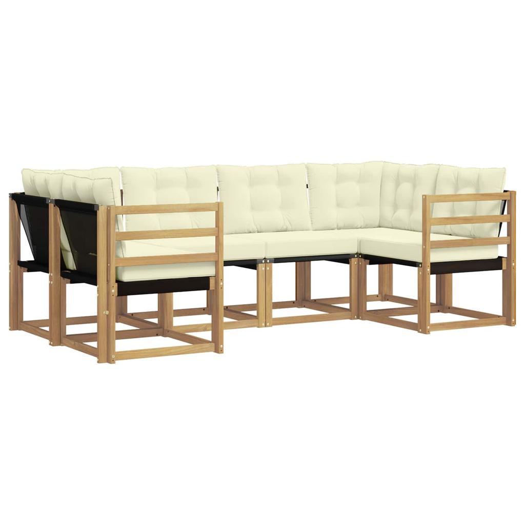Outdoor Sofa Set with Cushions 6 pcs White and Cream