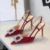 Мода Мода Стразы Женские Туфли-лодочки Роскошные Высокие Каблуки 9 СМ Шпилька Лакированная Кожа Босоножки на Высоком Каблуке Летняя Обувь Сексуальная Обувь для Вечеринки