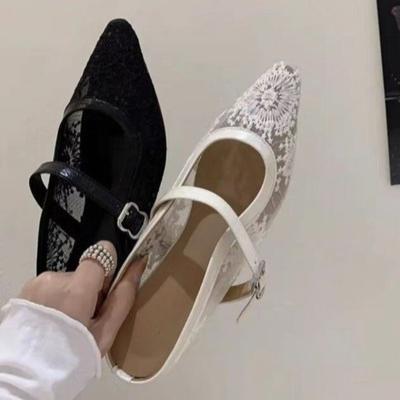 Модные шлепанцы на плоской подошве, летние новинки, с острым носком и мелким вырезом, из сетчатой ткани с вышивкой, на мягкой подошве, противоскользящие, износостойкие сандалии