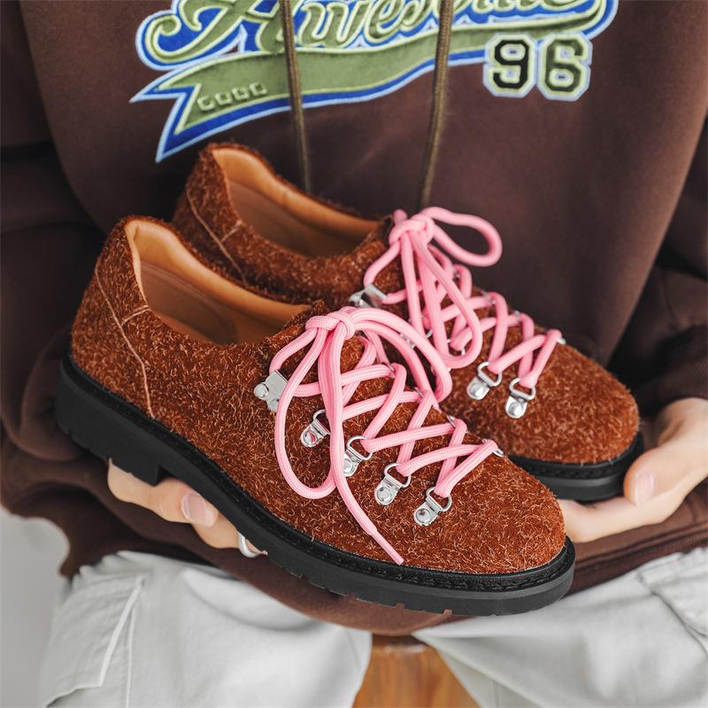 Fashion Mens Casual Leather Shoes Men Trendy Designer Style Derby Shoe Men's Lace-up Flats