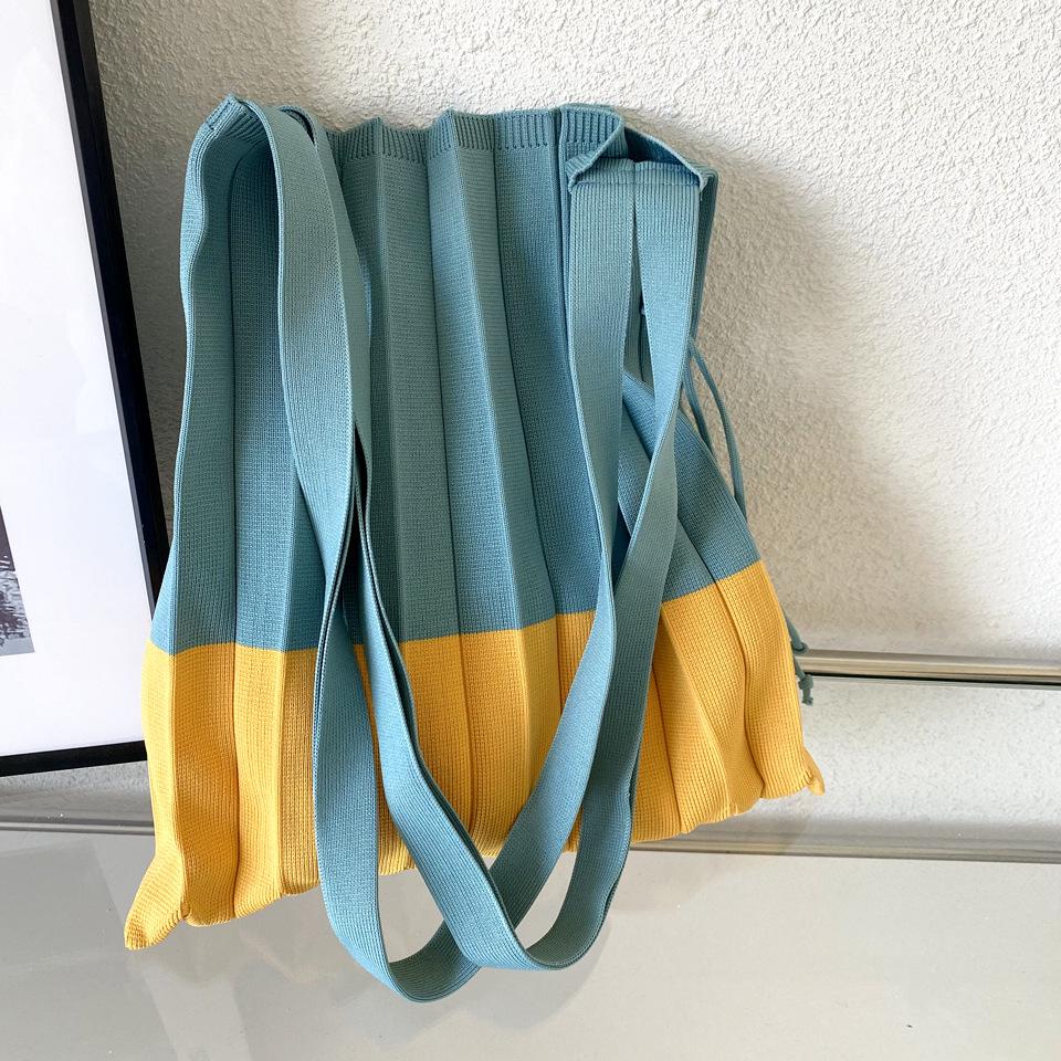 Женская складная вязаная сумка-через плечо контрастного цвета