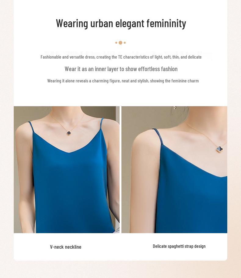 Женское платье-комбинация большого размера с V-образным вырезом из шелковой смеси - Коллекция Весна 2024