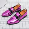 Fashion Luxury Brand Patent Leather Men Loafers Black Purple Slip-on Man Shoes Wedding Office Business Leather Casual Shoes For Men