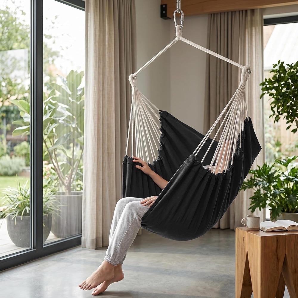 Black Hammock Chair Storage Bag Reclining Hammock Chair Dormitory Bedroom