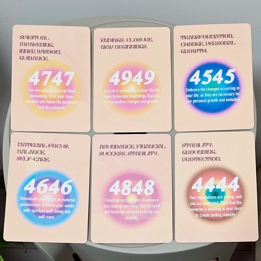 Оракул Ангельских Чисел, Колода из 50 карт в жестяной коробке и Руководство, Духовные Аффирмации Ангельских Чисел 11,5*8 см