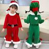 Kids Girls Boys Santa Claus Xmas Elf Top Pants Hat Sets Children Christmas New Year Cosplay Costumes Kindergarten Performance Role Play Outfit