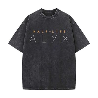 Half Life Alyx Игровое Искусство Винтажный Потертый Стиранный Хлопок Короткий Рукав Уличная Одежда Комплект