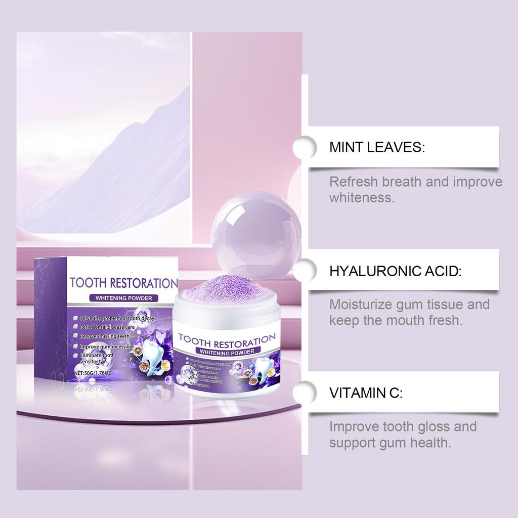 Purple Tooth Powder Cleans Tooth Stains Cleaning Care Fresh And Gentle Ingredients Care For Teeth