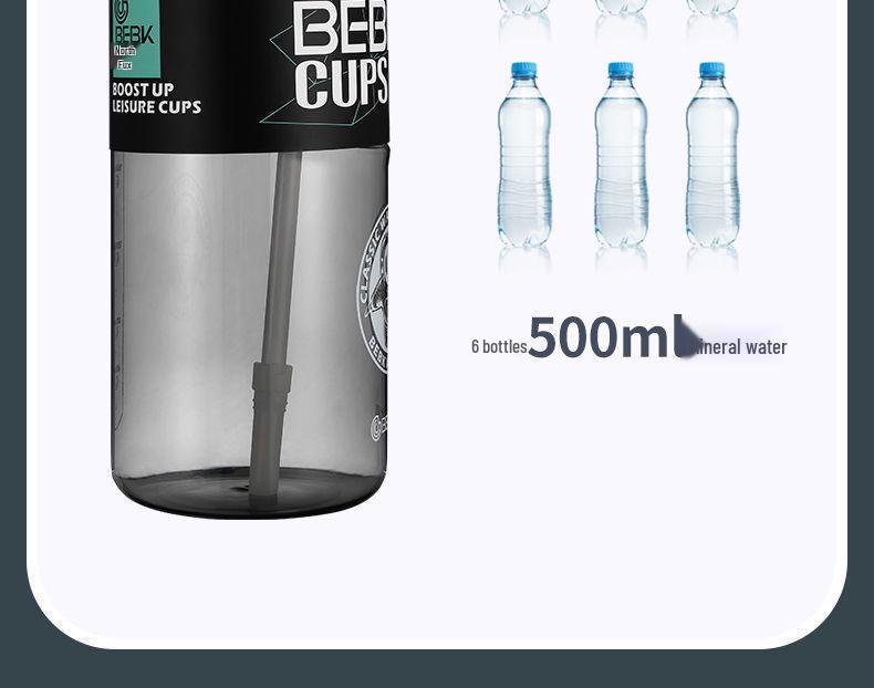 Бутылка для воды для занятий спортом на открытом воздухе большой вместимости с соломинкой для студентов