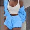 Women's Winter Plush Home Clothes Casual 2-Piece Pajamas Long-Sleeved Shorts Sports Suit for Women