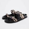 Fashion Summer Classic Woman Sandal Leopard Print Design Casual Slippers Thick Bottom Buckle Ladies Beach Shoes Open Toe Flat Footwear